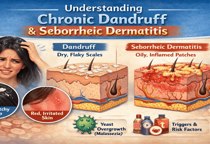 Chronic Dandruff and Seborrheic Dermatitis scalp flaking and Ayurvedic treatment